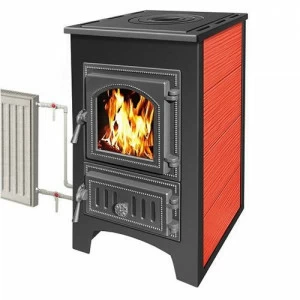 Печь-камин Везувий ПК-01 (270) с плитой и Т/О (красный)