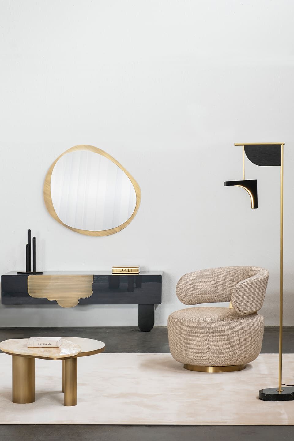 Латунный светодиодный торшер с мраморным основанием Greenapple OPPOSITE ARCH-00072516 - Вид №7