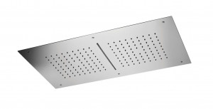 888 / 74PR 700x400 мм. стальная прямоугольная потолочная душевая лейка. Дождь и водопад. Bongio Wellness