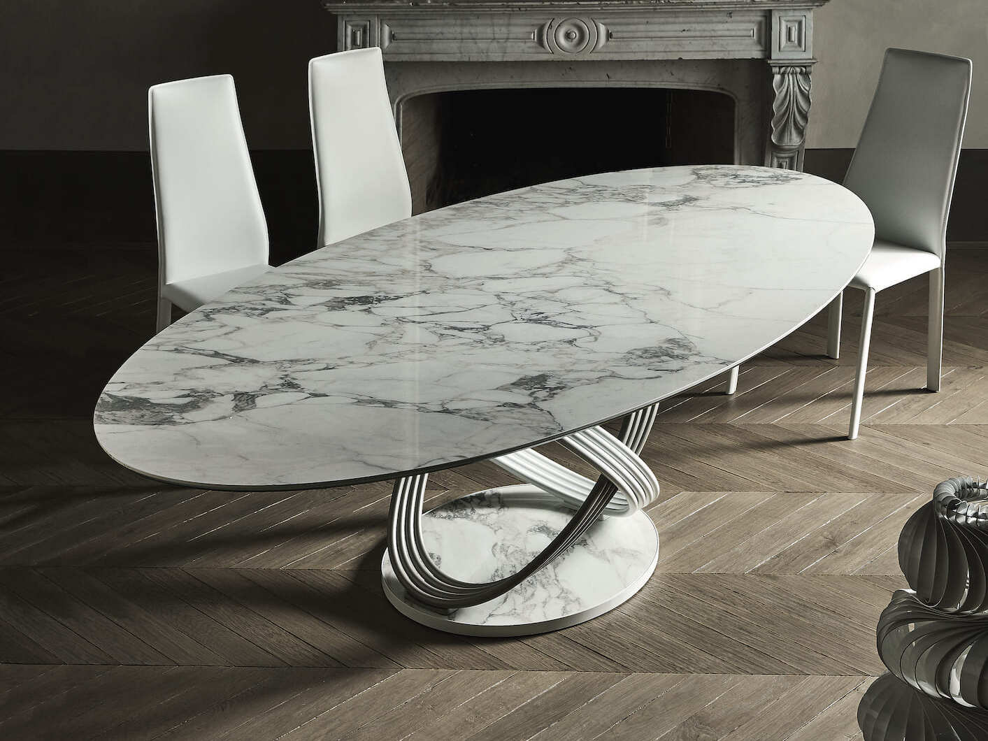 Овальный обеденный стол из стали и дерева Bontempi Casa FUSION ARCH-00070074 - Вид №2