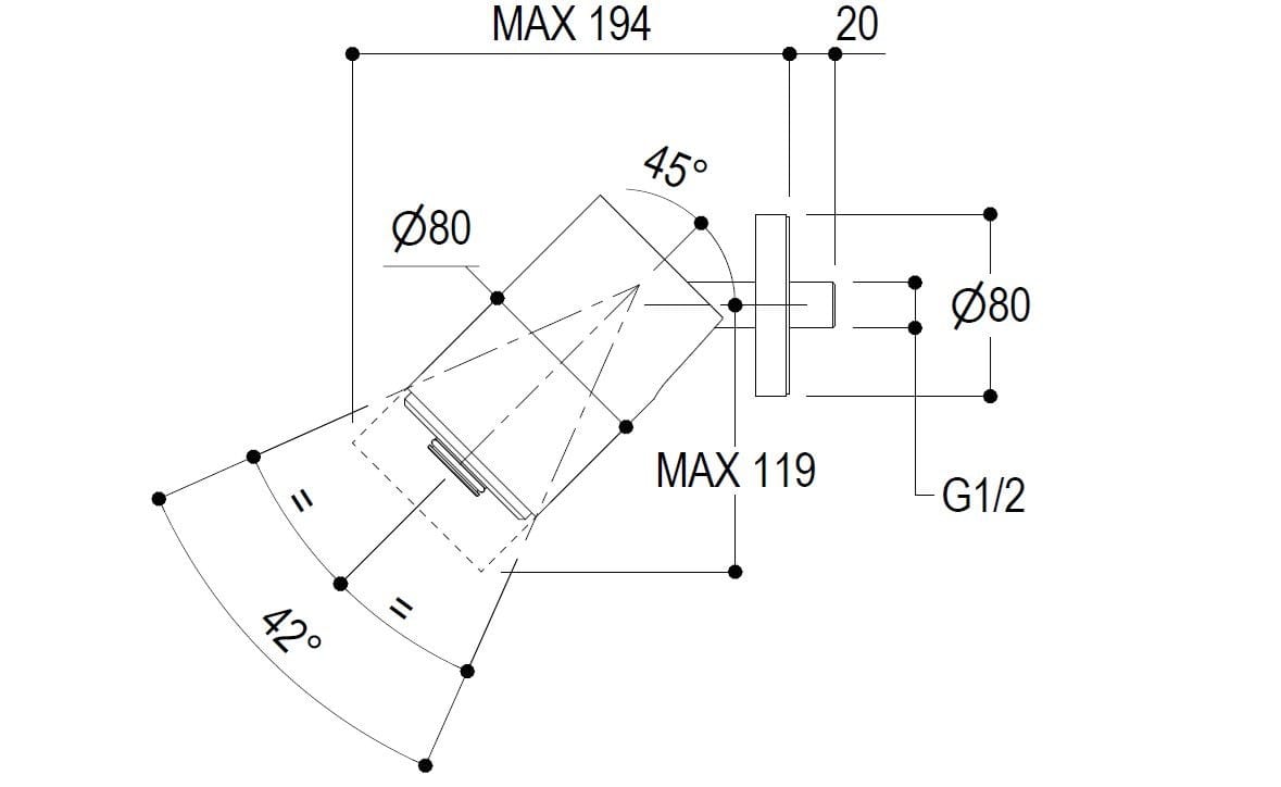 Латунная круглая регулируемая душевая головка с рычагом Ritmonio Diametro35 Wellness Footprinti ARCH-00115931 - Вид №15