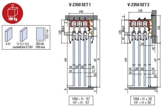 Metalglas Bonomi Комплект раздвижных дверей  V-2350  - Вид №1