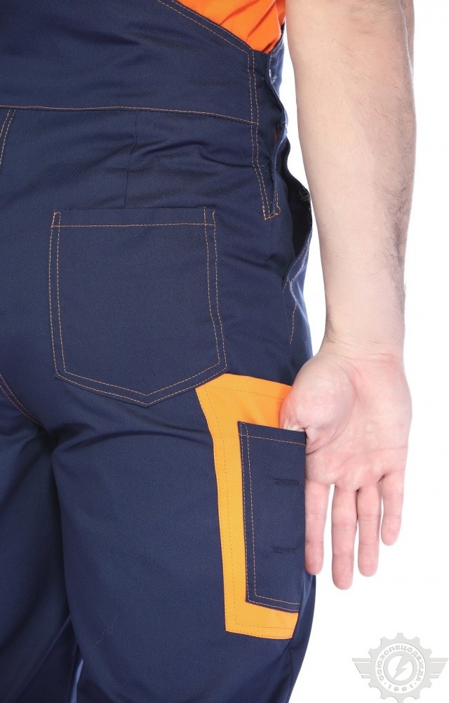 63861 Костюм "Коммунальщик" темно-синий-оранжевый с СВП (эконом)  Летняя спецодежда  размер 52-54/170-176  - Вид №12