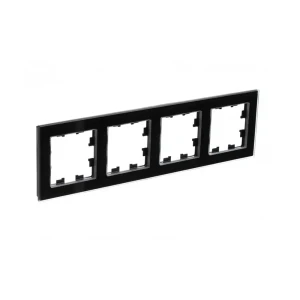 91508911 Рамка для розеток и выключателей Systeme electric Atlasdesign Nature 4 поста цвет чёрный STLM-1116722