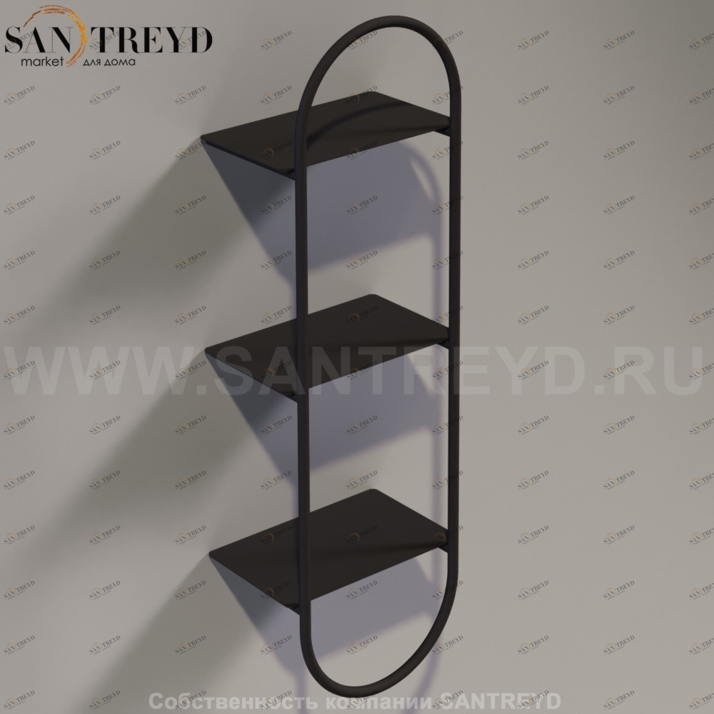 Подвесная овальная колонна WAVE с полками черная Simas WASS05NEROMATT