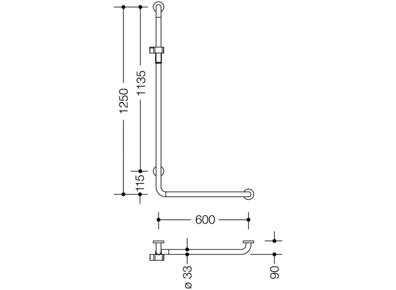 805.33.220R Угловая ручка с держателем для душа, правостороннее исполнение HEWI Greifen  - Вид №1