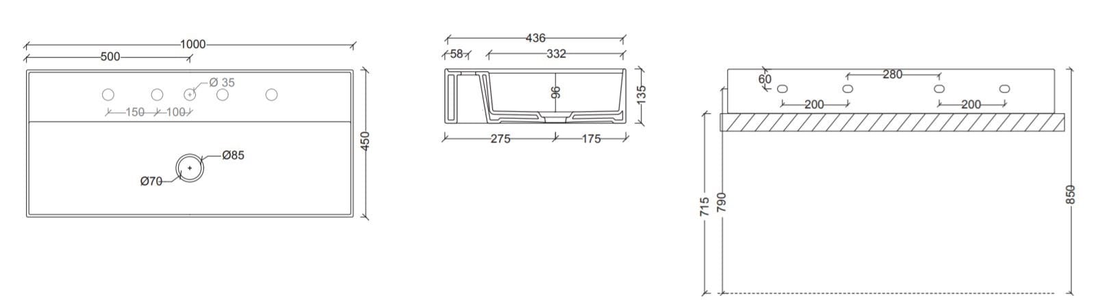 Керамическая прямоугольная подвесная раковина Alice Ceramica HIDE ARCH-00151886 - Вид №20