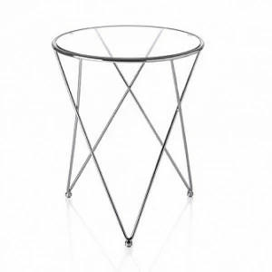 Приставной столик со стеклянной столешницей и металлическими ножками от Angel Cerda ANGEL CERDA  00-3865547 Хром
