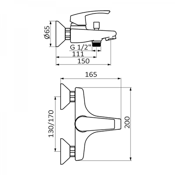 Смеситель для ванны TEN PRO GRB MIXERS 10225500  - Вид №1