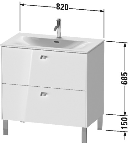 BR451200707 Brioso Тумбочка напольная Бетонно-серый матовый декор Duravit - Вид №1