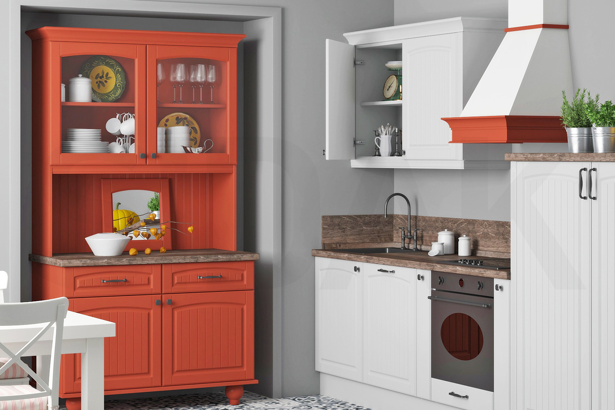 Фасады для кухни Кантри Фрезеровка «Арка сложная» 503 Оранжевый SIDAK SIST2711-499 - Вид №1