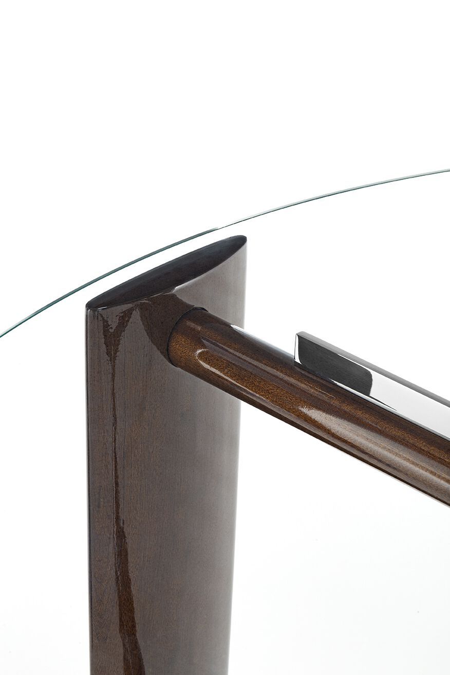 Круглый садовый стол из красного дерева и стекла Exteta No-Glue ARCH-00142845 - Вид №1