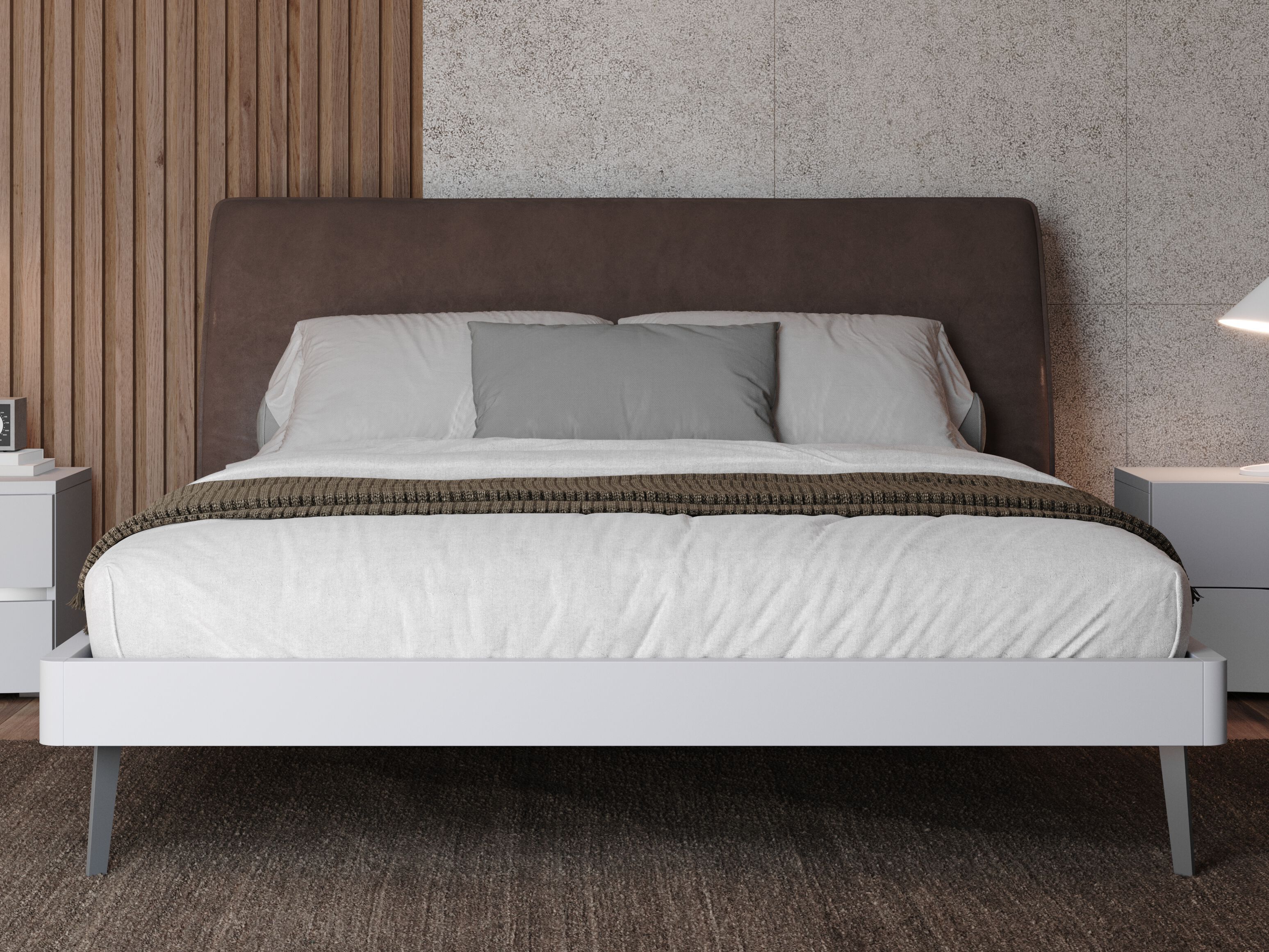 Деревянная двуспальная кровать-контейнер с мягким изголовьем Giessegi NARCISO ARCH-00058662