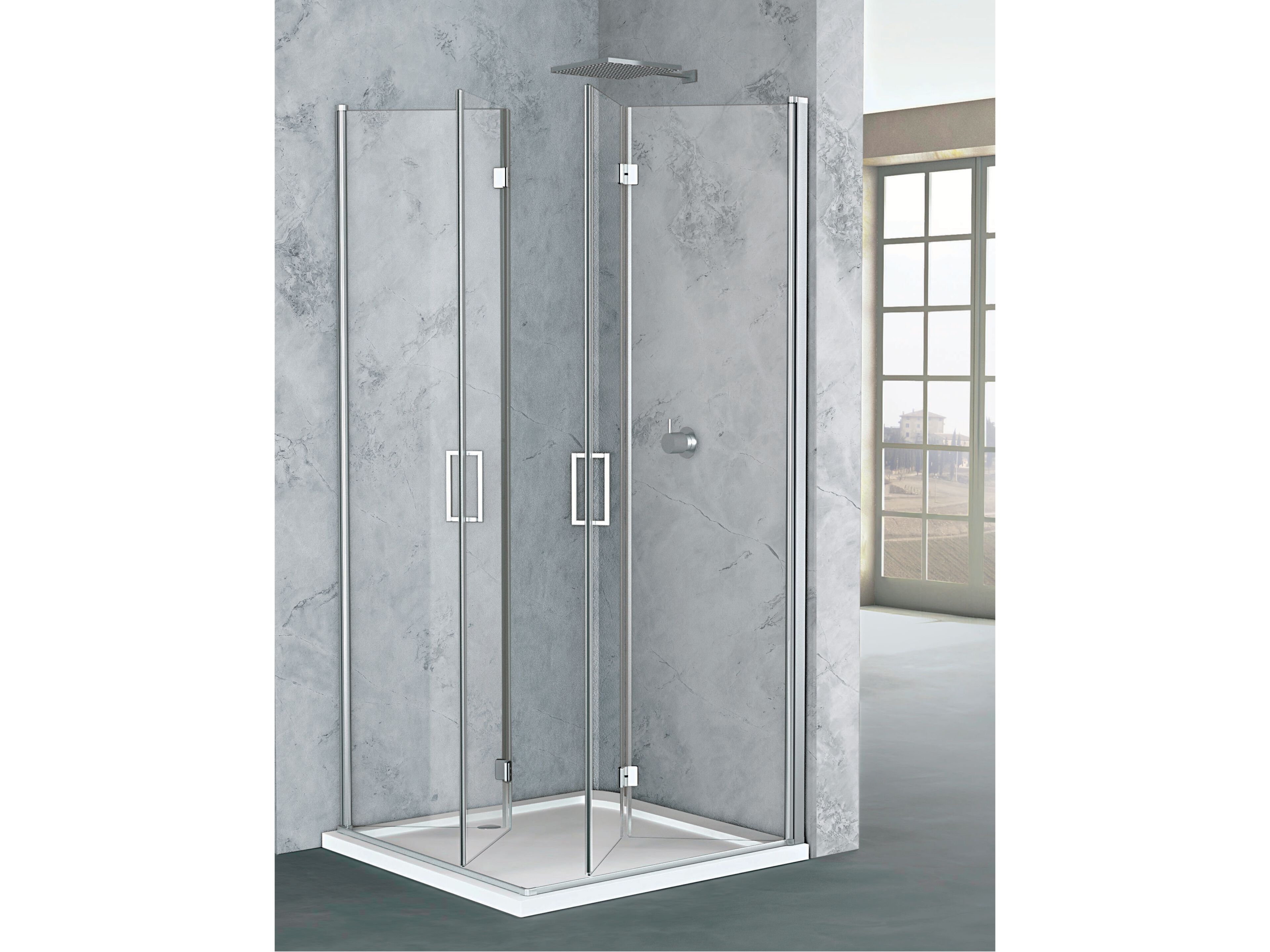 Угловая душевая кабина из хрусталя с раздвижной дверью Metidea топ ARCH-00148909