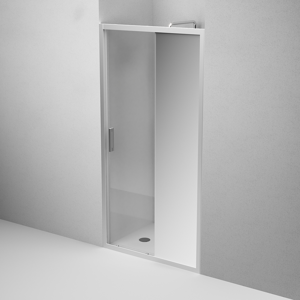W90G-100-1-195MMir Solo Дверь душевая 100х195 стекло зеркальное профиль матовый хром AM.PM Gem - Вид №3
