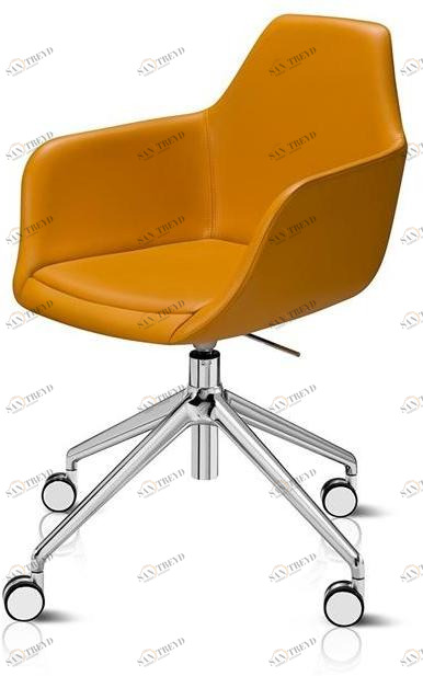 ALMA DESIGN Кожаное вращающееся кресло на эстакаде на колесиках Y chair 2097