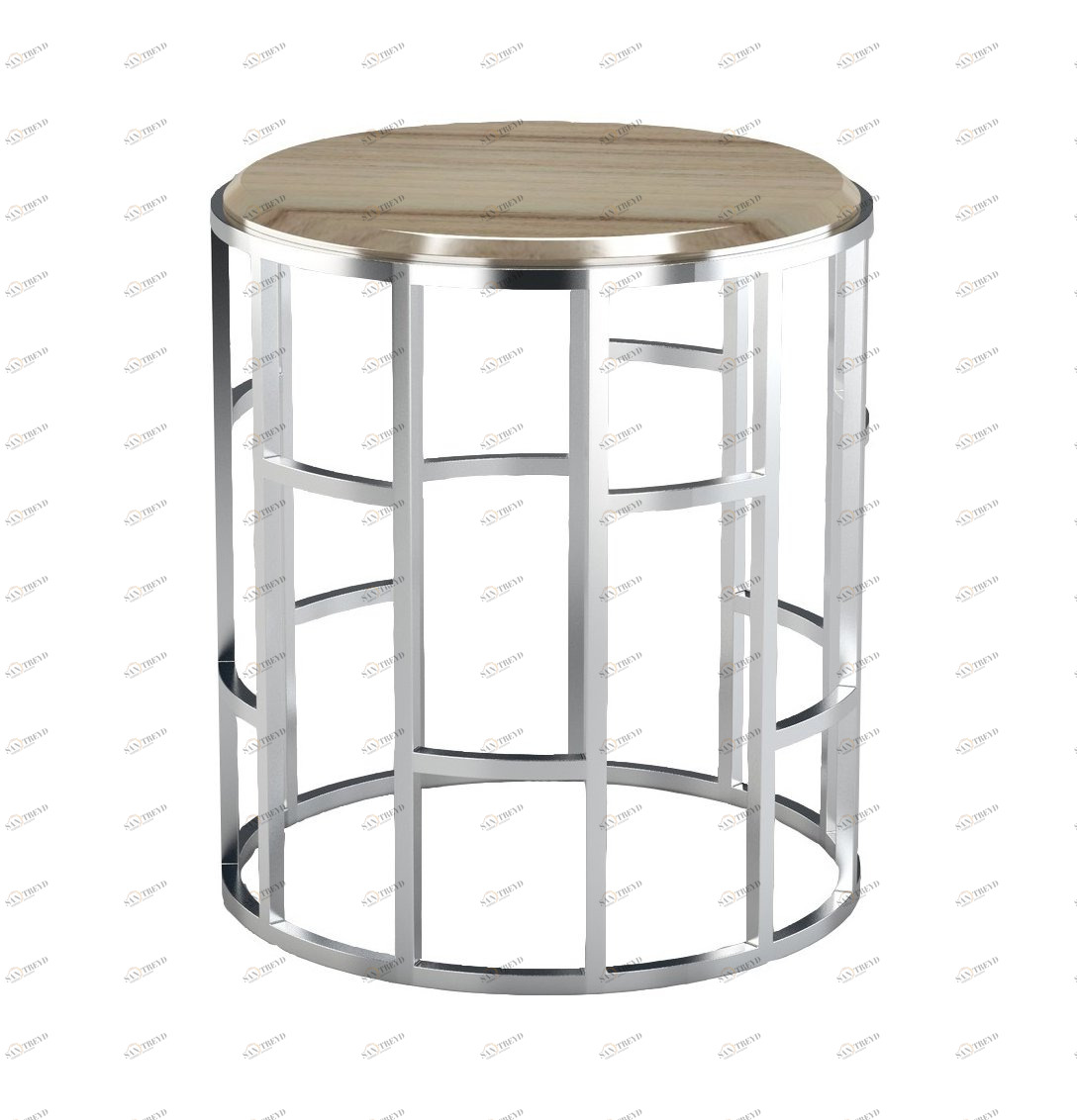 Приставной столик круглый с бежевым мрамором и фигурной основой Oslo PUSHA PUSHA 062911 Бежевый;хром 