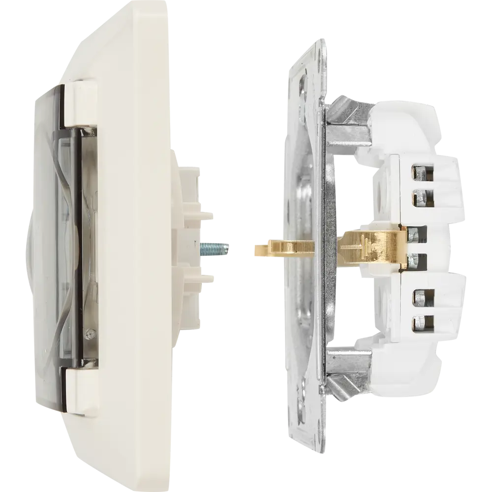 Розетка встраиваемая Systeme Electric Glossa с заземлением со шторками IP44 цвет молочный 84693614 STLM-2090664 - Вид №5