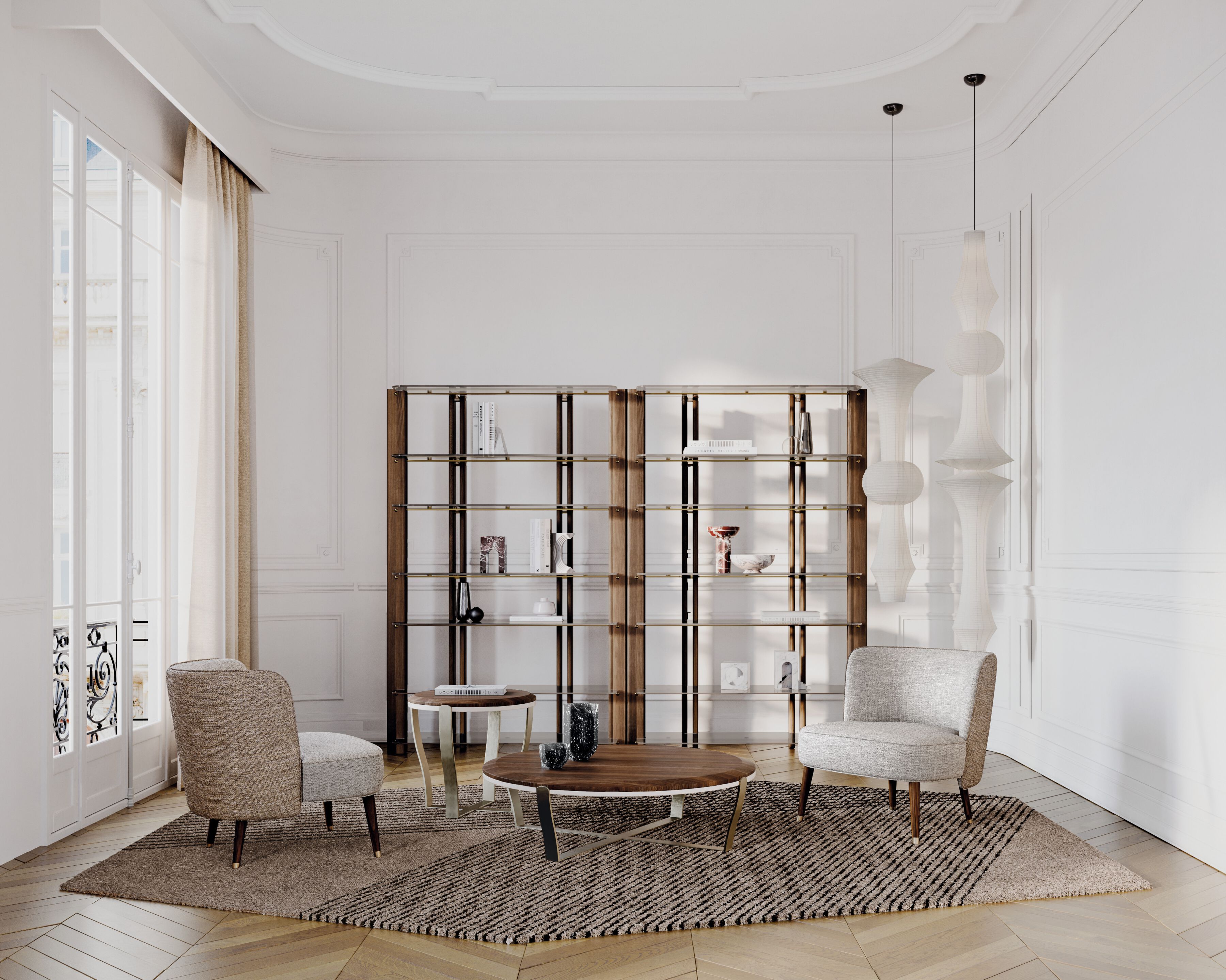 Деревянный двухсторонний книжный шкаф Capital Collection Diesis ARCH-00146535 - Вид №1