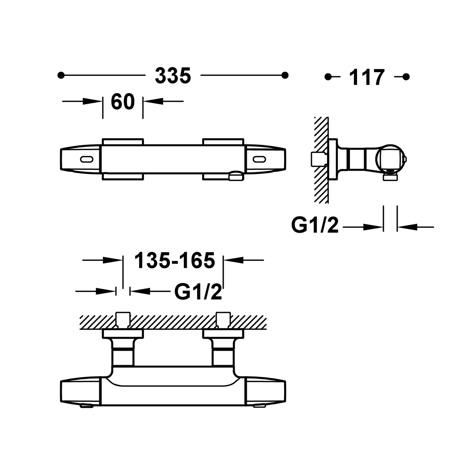 Настенный термостатический кран для душа-19016405 TRES Thermostatic - Вид №1