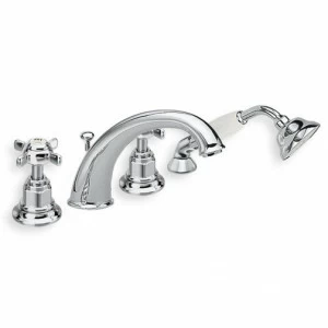 CRILD124 Смеситель для ванны, устанавливаемый на палубе, на 4 отверстия, с переключателем, изливом и выдвижным ручным душем с защитой от накипи Cristina Rubinetterie