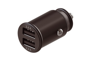 19003434 Автомобильное зарядное устройство METAL:2USB 2,4А+2,4А 24W, черный 72101 Interstep