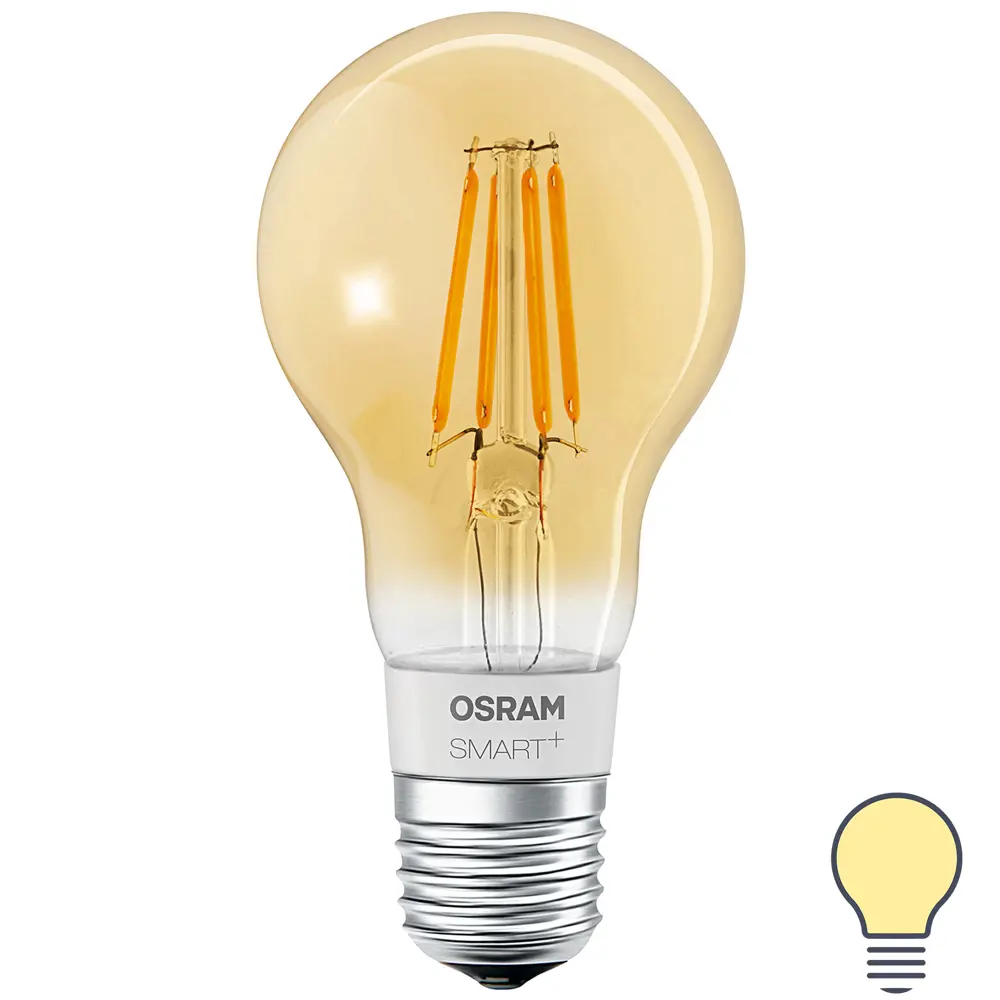 Лампа умная светодиодная Osram Smart Plus E27 220-240 В 5.5 Вт груша золотистая 600 лм, теплый белый свет 89143916 STLM-2207720 LEDVANCE 