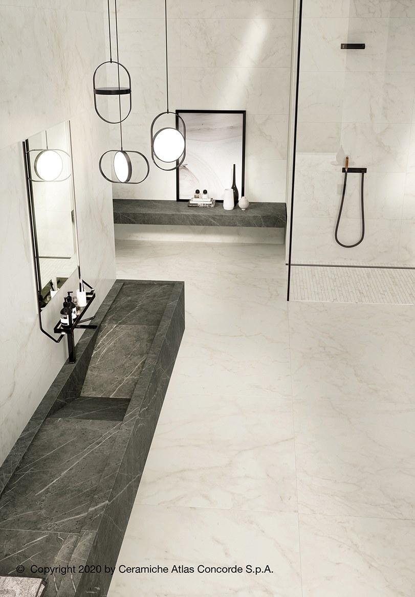 Atlas Concorde Белая плитка для стен с эффектом мрамора Marvel shine sun-id-1375735 - Вид №36