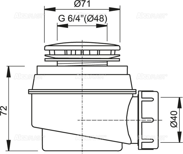 Сифон для душевого поддона, хром ALCAPLAST A47CR50 - Вид №1