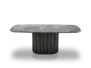 Прямоугольный обеденный стол из мрамора и нержавеющей стали