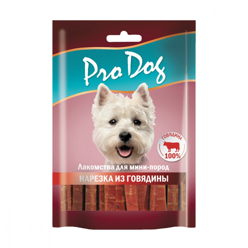 ПР0054134 Лакомство для собак Нарезка из говядины для мини-пород 55г PRO DOG 