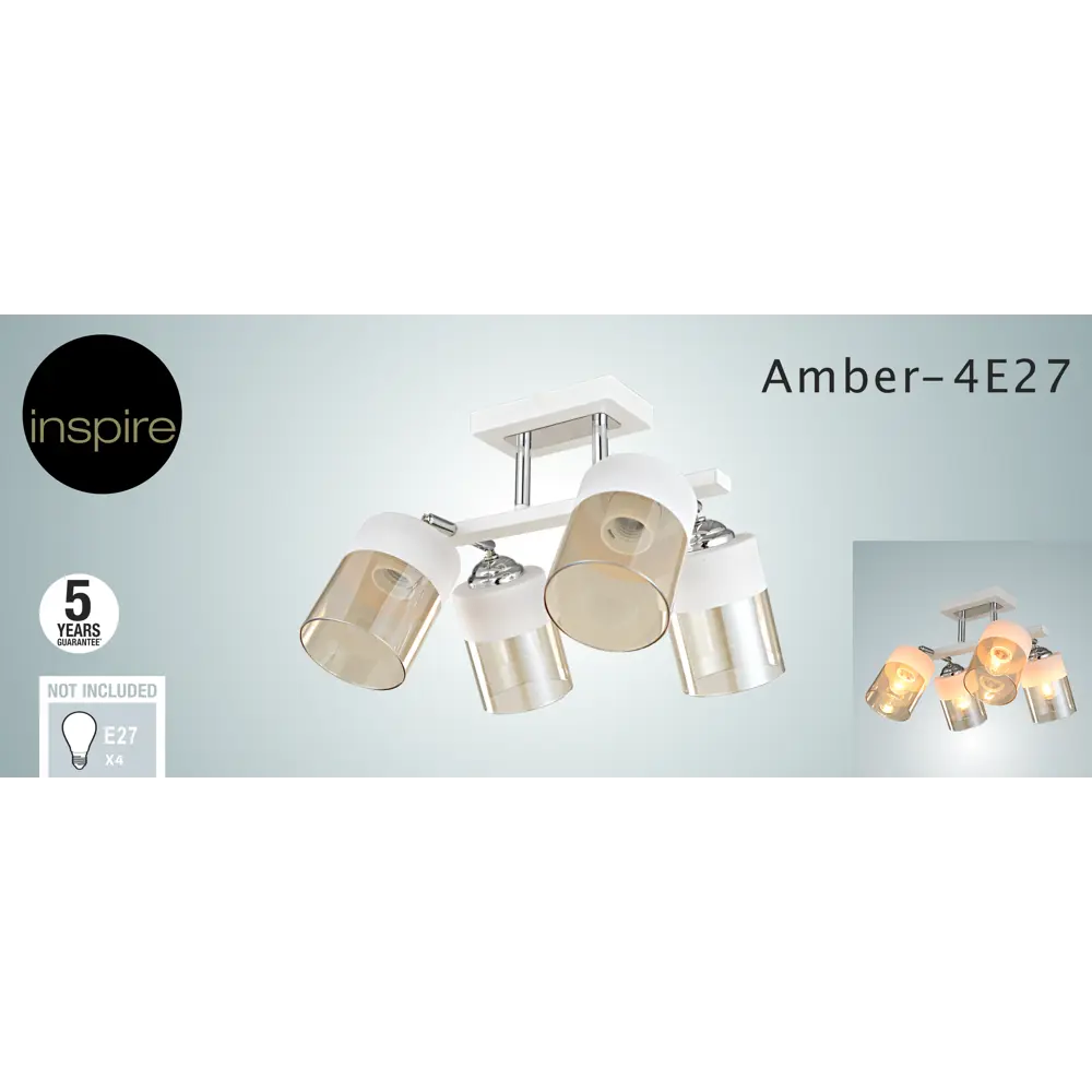 INSPIRE Amber — потолочная люстра с 4 стеклянными плафонами 85113377 STLM-0058954 - Вид №6