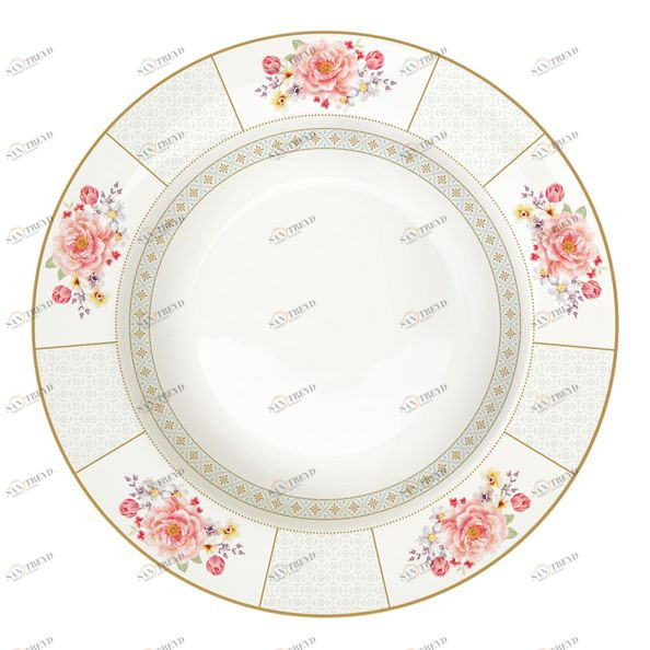 Тарелка фарфоровая белая с розовым суповая "Райский сад" EASY LIFE РАЙСКИЙ САД 00-3946757 Белый;розовый 