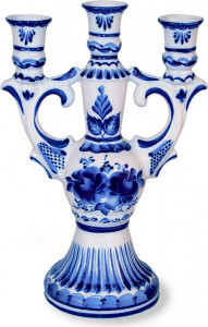 10579496 Гжельский фарфоровый завод Канделябр 1с Фарфор, Керамика