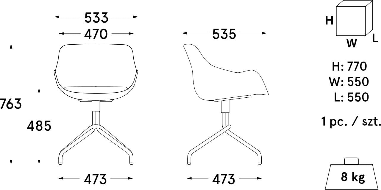 Вращающееся кресло из полипропилена со встроенной подушкой MDD Baltic ARCH-00118371 - Вид №36