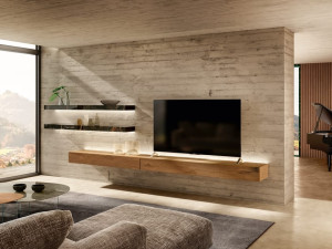 Стена оборудована встроенным освещением