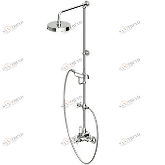 ZAG865 Душевая стойка с внешним термостатом, латунной лейкой и ручным душем Z9472P.C Zucchetti Agorà 