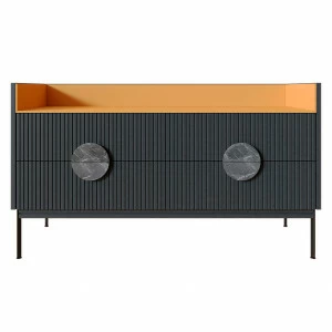 Комод низкий с металлическими ножками серый Alto Yellow BRAGIN DESIGN ДИЗАЙНЕРСКИЕ, LIVING 00-3862443 Желтый;серый