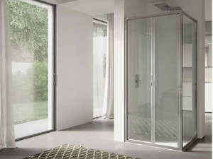 DISENIA Душевая кабина угловая стеклянная с распашной дверцей 4.0