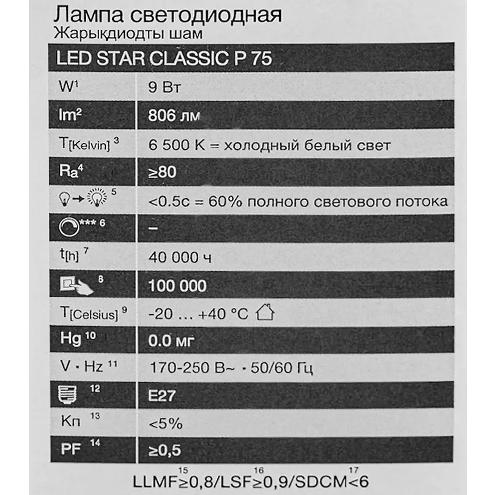 Лампа светодиодная Osram шар 9Вт 806Лм E27 холодный белый свет STLM-2199768 - Вид №4