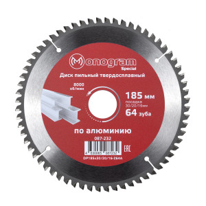 92726647 Диск пильный по цветным металлам DP185x30/20/16-Z64A 64Т 185x30x2.4 мм STLM-0543402 MONOGRAM