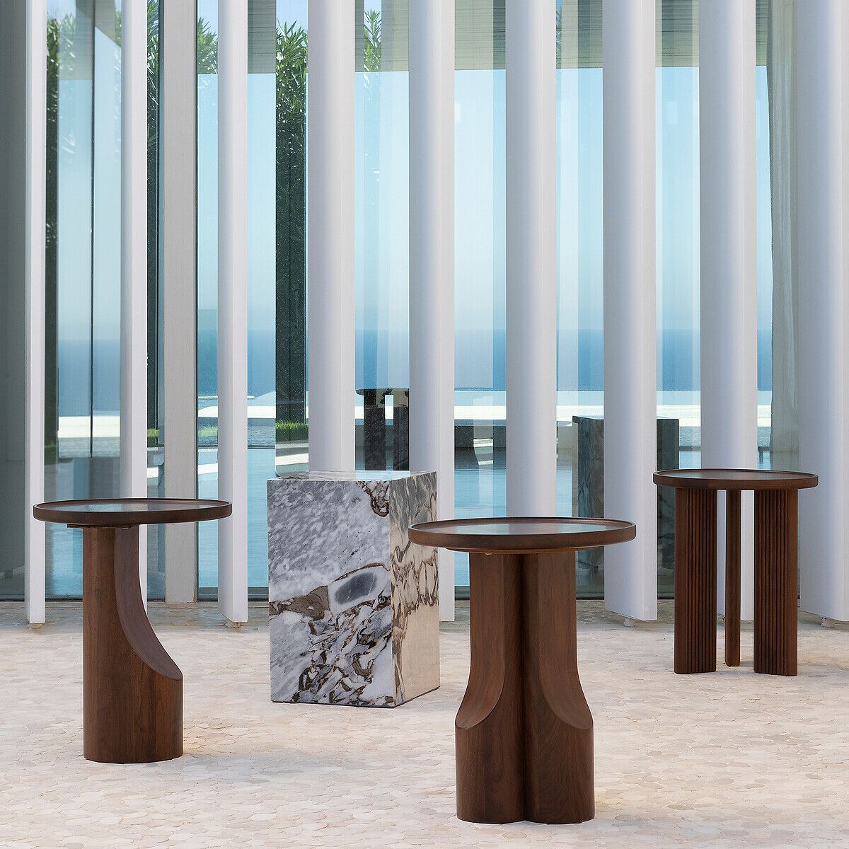 Высокий квадратный мраморный журнальный столик AMPM ALCANA ARCH-00081535 - Вид №14