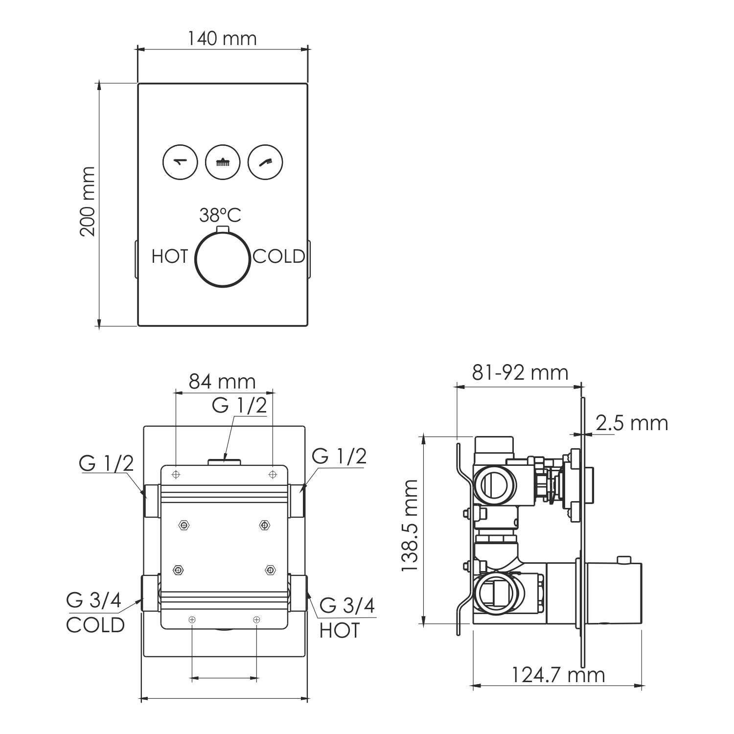1944 Thermo Neime 1944Thermo Термостатический смеситель для ванны и душа WasserKRAFT Neime 1900  - Вид №1