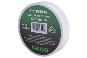 15830091 Изолента ПВХ цвет белый, шир.19 мм, длина 20 м, d 74 мм 263844 HAUPA