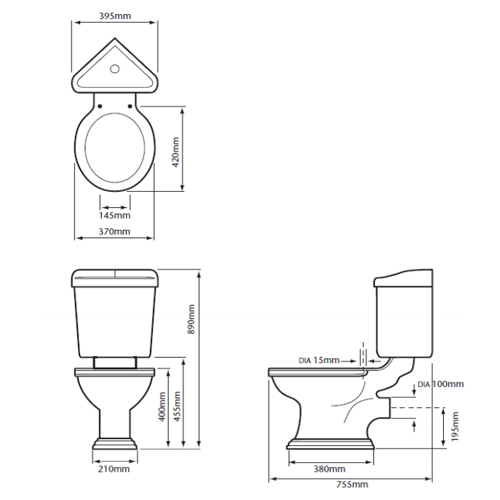 01A200029/01A200033 (СНЯТО С ПРОИЗВОДСТВА) Унитаз Heritage Dorchester Santreyd - Вид №4