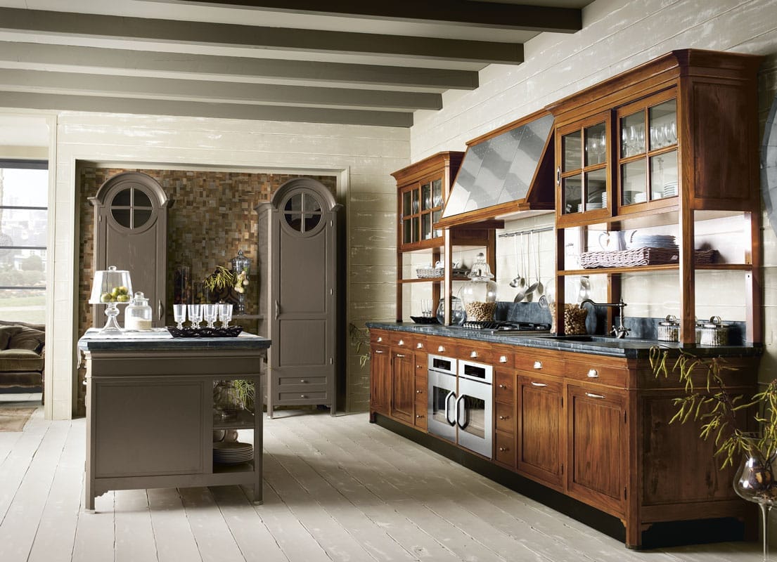 Лакированная оборудованная кухня с островом Marchi Cucine New Classic ARCH-00116671 - Вид №8