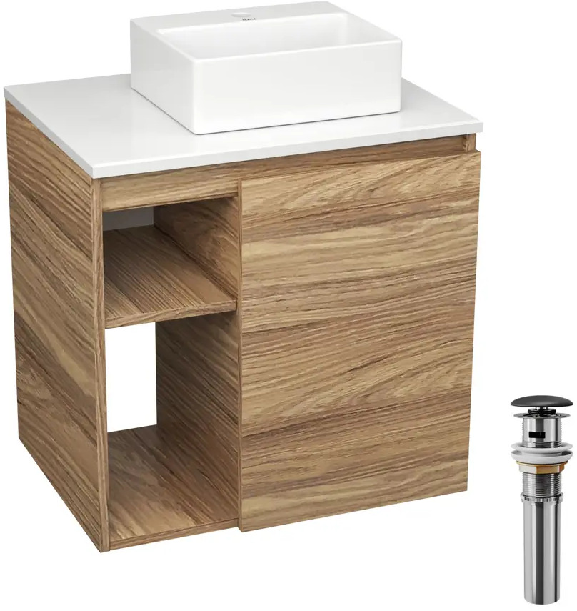 91776690 Тумба Bauedge Bau Dream Blackwood 60 правая раковина BAU Cerama Mini 33х28 белая выпуск клик клак черный STLM-0970806