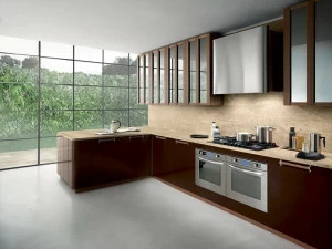 Composit Кухня из лакированной древесины с полуостровом Noisette