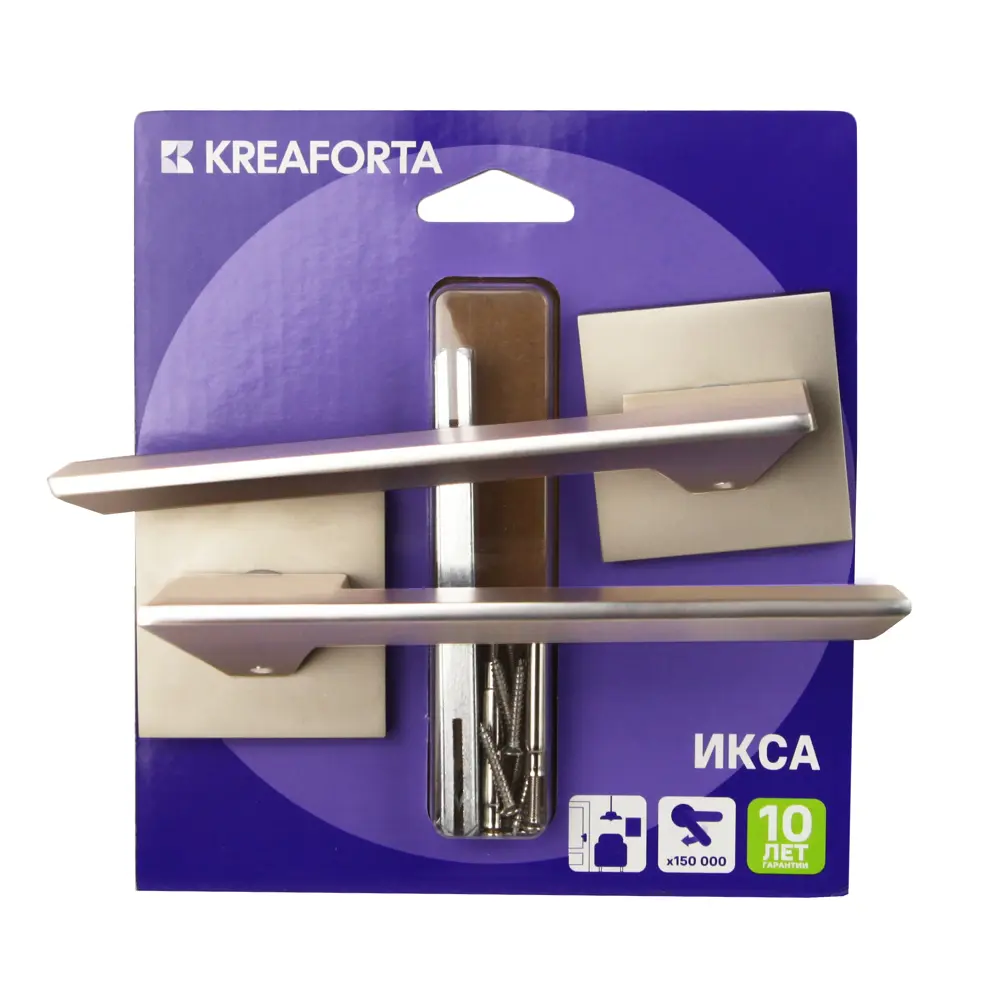 Дверная ручка на розетке KREAFORTA Икса без запирания цвет никель 89450144 STLM-2063432  - Вид №3