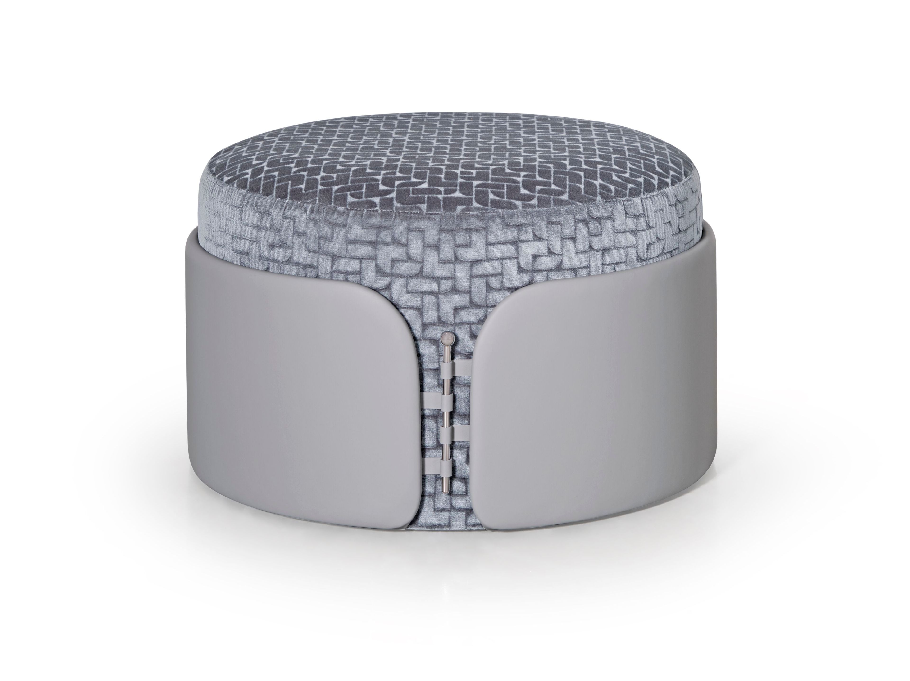 Круглый кожаный пуф с мягкой частью из кожи или ткани Turri лук ARCH-00046508